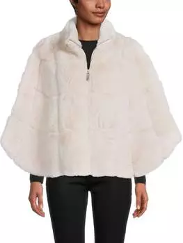 Пончо на молнии из искусственного меха BELLE FARE Cream