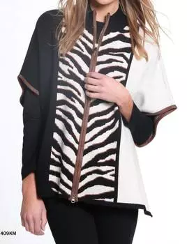 Пончо на молнии спереди, разноцветное Multiples, мультиколор