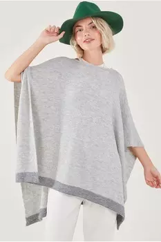 Пончо оверсайз Accessorize, серый