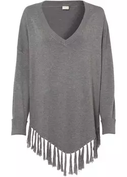 Пончо с бахромой Bodyflirt Boutique, серый