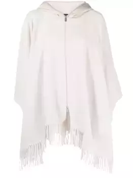 Пончо с длинными рукавами и бахромой Fabiana Filippi, серый