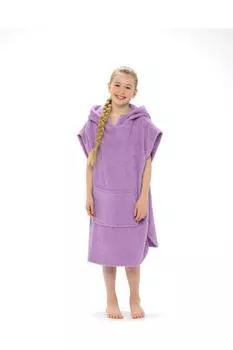 Пончо с капюшоном и вышивкой из чистого хлопка CityComfort, фиолетовый