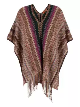 Пончо с полосатой бахромой Missoni, черный