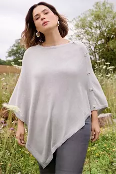 Пончо с пуговицами Live Unlimited, серый