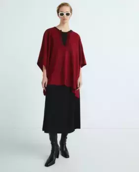 Пончо с узором «гусиная лапка» Banarassi, гранатовый