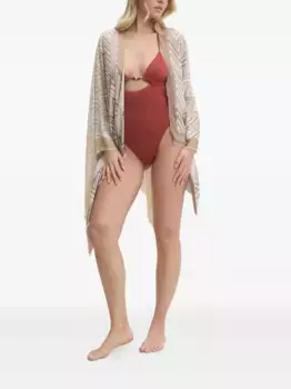 Пончо с узором зигзаг и бахромой Missoni, нейтральный