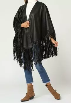 Пончо Sense с бахромой, черный