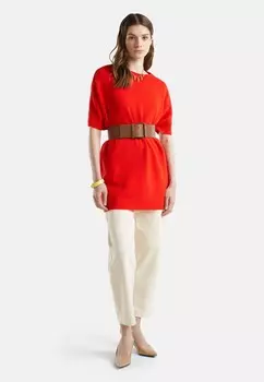 Пончо WITH BOAT NECK United Colors of Benetton, красный