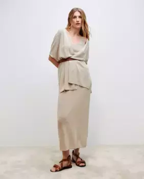 Пончо вязки с люрексом и жемчугом Woman El Corte Ingls, золотой