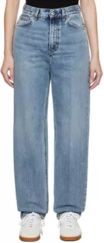 Поношенные синие зауженные джинсы TOTEME