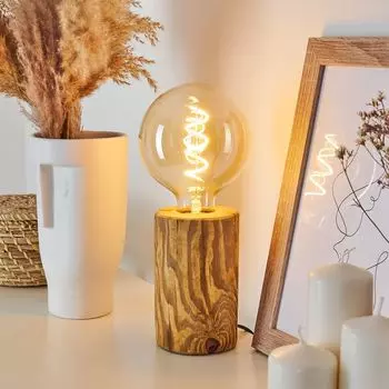 »Pontinvrea« Настольная лампа с 1 лампочкой из дерева натурального/черного цвета. hofstein, коричневый