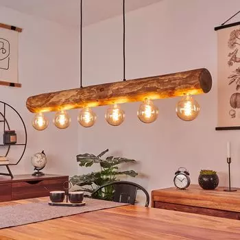 »Pontinvrea« Подвесной светильник с 6 лампами из металла/дерева черного/натурального цвета. hofstein