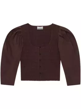 Поплиновая блузка из органического хлопка GANNI, коричневый