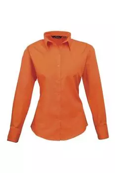 Поплиновая блузка с длинным рукавом. Простая рабочая рубашка. Premier, оранжевый