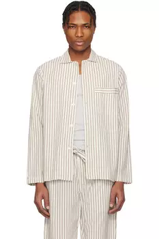 Поплиновая пижамная рубашка с длинными рукавами Tekla, цвет hopper stripes