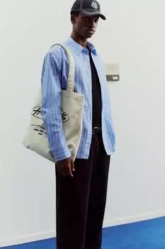 Поплиновая рубашка классического кроя H&M, мультиколор