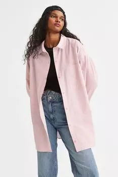 Поплиновая рубашка оверсайз H&amp;M, светло-розовый/полосатый