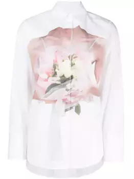 Поплиновая рубашка с цветочным принтом MSGM, белый