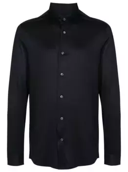Поплиновая рубашка с длинными рукавами EMPORIO ARMANI, синий