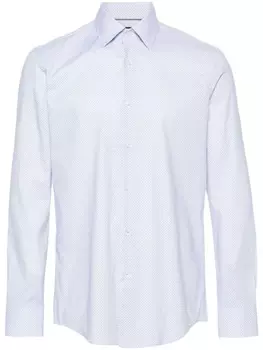 Поплиновая рубашка с геометричным узором BOSS, синий