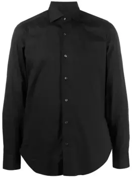 Поплиновая рубашка с косым воротником Barba, черный