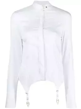 Поплиновая рубашка с подтяжками Maison Close, белый