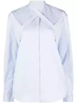 Поплиновая рубашка с поясом OFF-WHITE, синий
