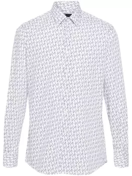 Поплиновая рубашка с принтом FF Karligraphy Karl Lagerfeld, белый