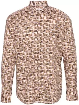 Поплиновая рубашка с принтом Tintoria Mattei, нейтральный цвет