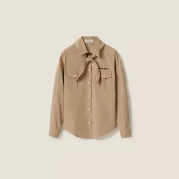 Поплиновая рубашка с шарфом Miu Miu, хаки