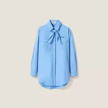 Поплиновая рубашка с шарфом Miu Miu, синий
