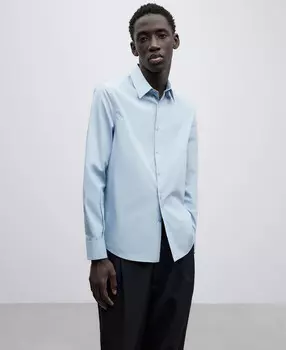 Поплиновая рубашка с воротником с лацканами Adolfo Dominguez, синий