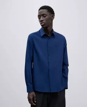 Поплиновая рубашка с воротником с лацканами Adolfo Dominguez, синий