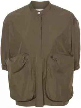 Поплиновая рубашка с воротником-стойкой Jil Sander, зеленый