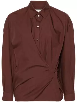 Поплиновая рубашка с запахом LEMAIRE, коричневый