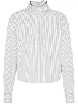 Поплиновая рубашка в полоску Brunello Cucinelli, белый
