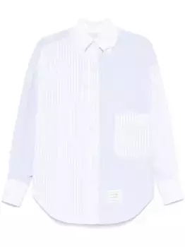 Поплиновая рубашка в полоску THOM BROWNE, синий