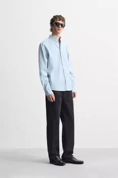 Поплиновая рубашка ZARA, небесно-синий