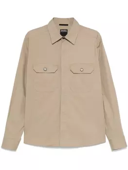 Поплиновая рубашка Zegna, нейтральный