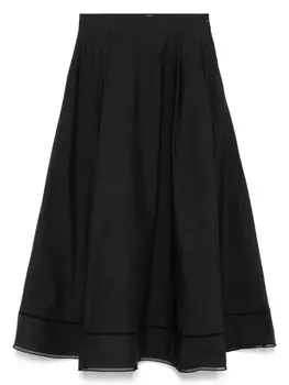 Поплиновая юбка с вышивкой Rhe, черный