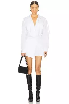 Поплиновое мини-платье савана Off-White, white & black