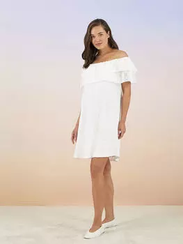 Поплиновое платье для беременных с вырезом лодочкой и вышивкой LC Waikiki Maternity