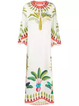 Поплиновое платье-кафтан Flying с принтом La DoubleJ, белый