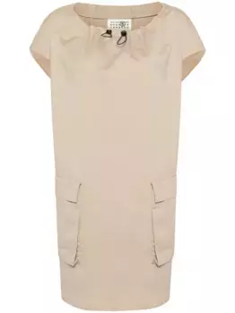 Поплиновое платье мини MM6 Maison Margiela, нейтральный