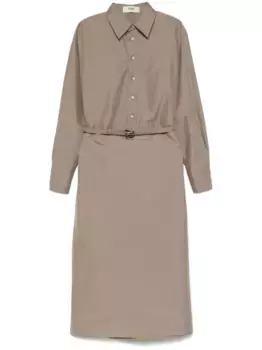 Поплиновое платье-рубашка FENDI, коричневый