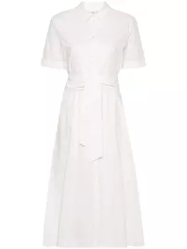 Поплиновое платье-рубашка с поясом Woolrich, бежевый