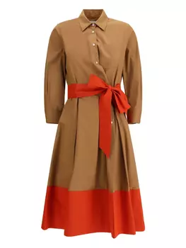 Поплиновое платье-рубашка Sara Roka, коричневый