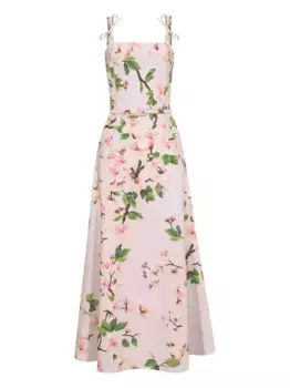 Поплиновое платье с принтом Cherry Blossom Oscar de la Renta, розовый