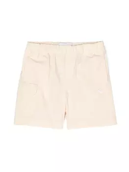 Поплиновые шорты с вышитым логотипом Emporio Armani Kids, бежевый
