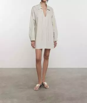 Поплиновый кафтан в глине Enza Costa, цвет clay